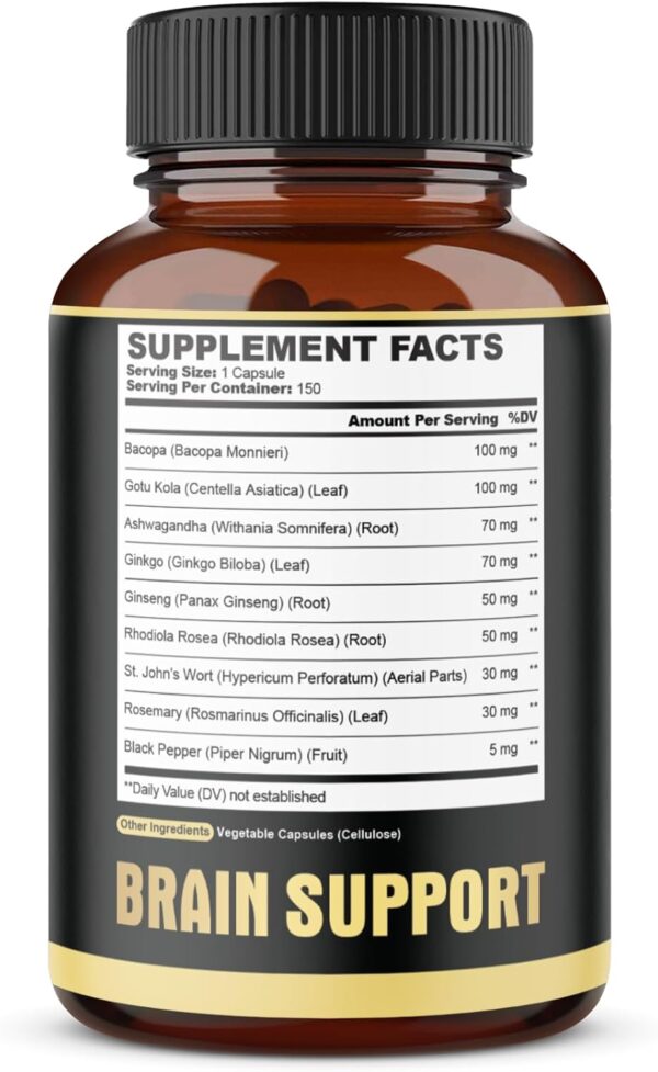 agobi 9in1 Brain Support Supplement - Blended with Ashwagandha, Panax Ginseng, Gotu Kola, Ginkgo Biloba, Black Pepper & More - Accuracy, Focus, Memory & Energy Booster - 150 Capsules for 5 Months - Image 7