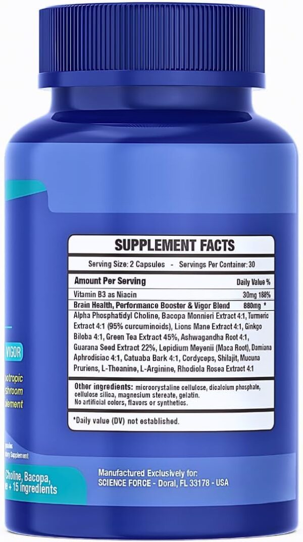 Brain Supplements for Memory & Focus - Nootropic Brain Health - Cognitive Performance, Clarity, Energy, Mental Vigor, Shilajit - Alpha Choline, Lion's Mane, Bacopa, 18 Premium Ingredients - Image 7