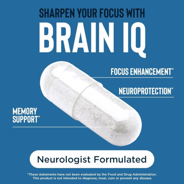 BrainIQ Nootropic Brain Supplements for Memory and Focus | Memory Supplement for Brain Health | Cognitive Supplement & Memory Pill with Lion's Mane, L-threonine & Coffee Extract - 60 Count (Pack of 1) - Image 4
