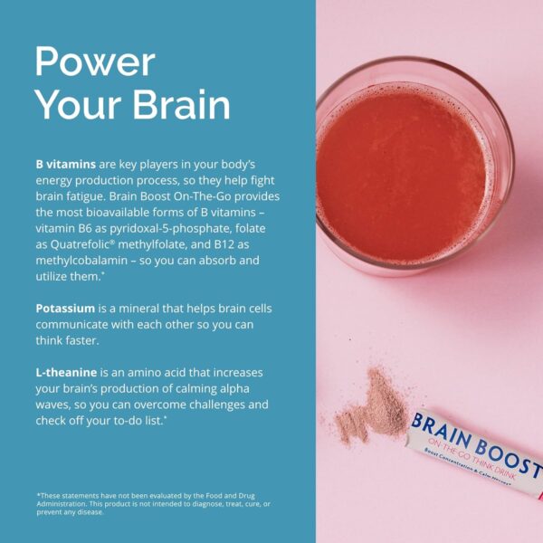 BRAINMD Dr Amen Brain Boost On The Go - 10 Packets, Berry Flavor - Nootropic Drink Powder, Promotes Focus, Clarity & Mental Energy - Caffeine Free, Gluten Free - 10 Servings - Image 6