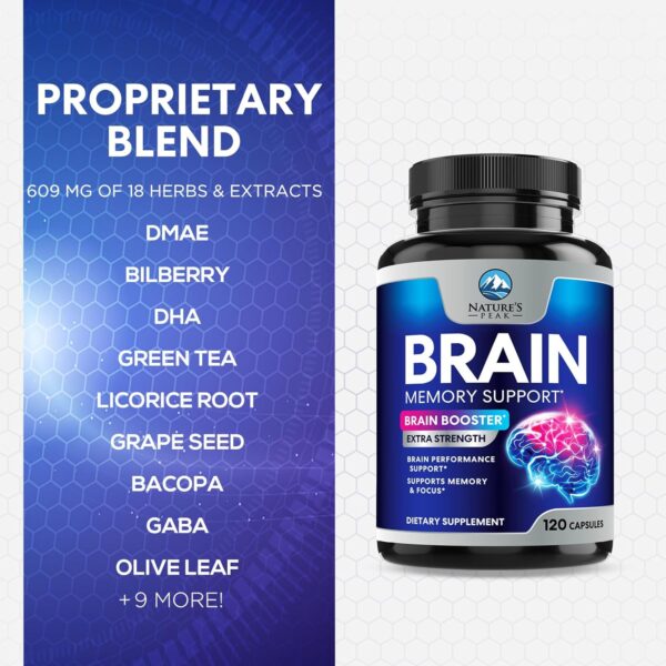 Brain Supplement Memory Pills - Nootropics Support for Concentration, Clarity, Energy & Focus - Brain Health with Bacopa, Cognitive Vitamins, Phosphatidylserine, DMAE - Brain Booster - 120 Capsules - Image 6