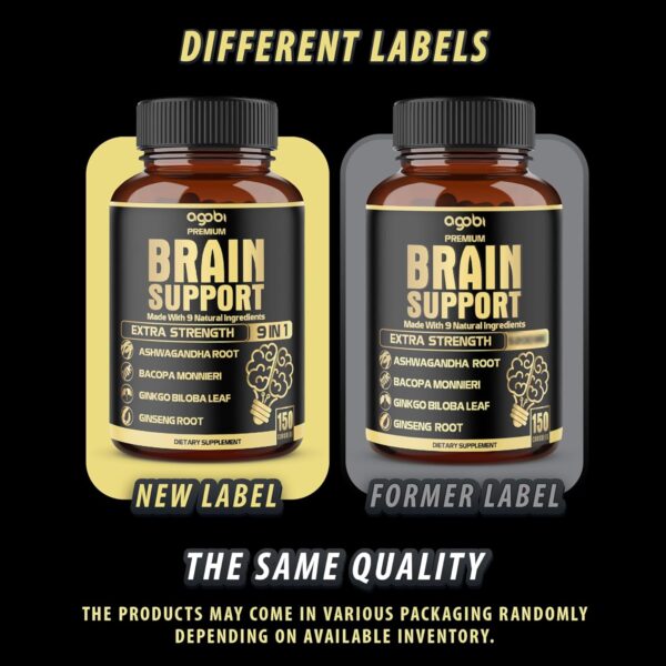 agobi 9in1 Brain Support Supplement - Blended with Ashwagandha, Panax Ginseng, Gotu Kola, Ginkgo Biloba, Black Pepper & More - Accuracy, Focus, Memory & Energy Booster - 150 Capsules for 5 Months - Image 6