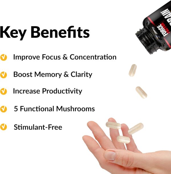 Force Factor Forebrain Focus Brain Booster, Brain Supplement to Boost Clarity & Concentration, for Memory & Sharpness & Increase Productivity, Nootropic Brain Support Supplement, 60 Capsules, Black - Image 2
