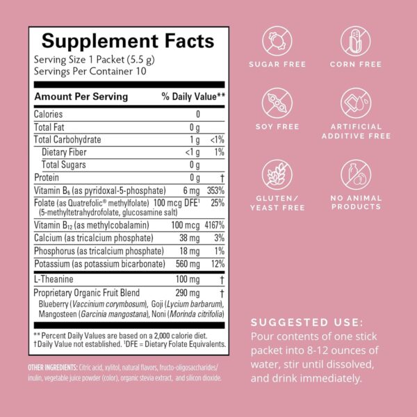 BRAINMD Dr Amen Brain Boost On The Go - 10 Packets, Berry Flavor - Nootropic Drink Powder, Promotes Focus, Clarity & Mental Energy - Caffeine Free, Gluten Free - 10 Servings - Image 2