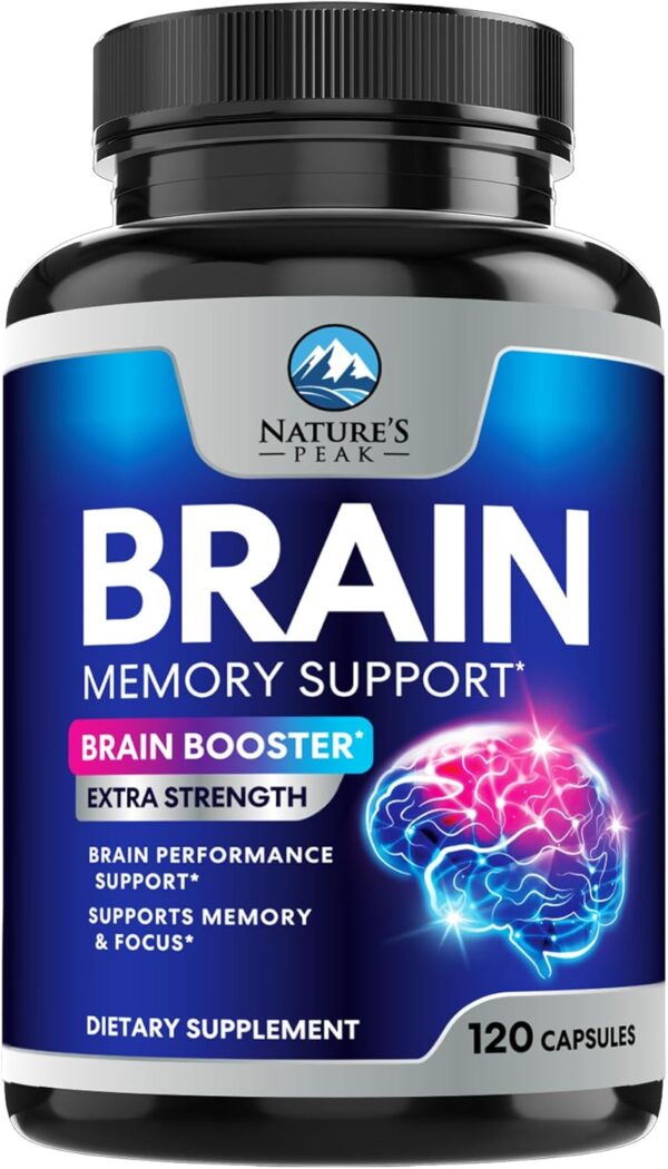 Brain Supplement Memory Pills - Nootropics Support for Concentration, Clarity, Energy & Focus - Brain Health with Bacopa, Cognitive Vitamins, Phosphatidylserine, DMAE - Brain Booster - 120 Capsules