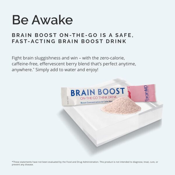 BRAINMD Dr Amen Brain Boost On The Go - 10 Packets, Berry Flavor - Nootropic Drink Powder, Promotes Focus, Clarity & Mental Energy - Caffeine Free, Gluten Free - 10 Servings - Image 3