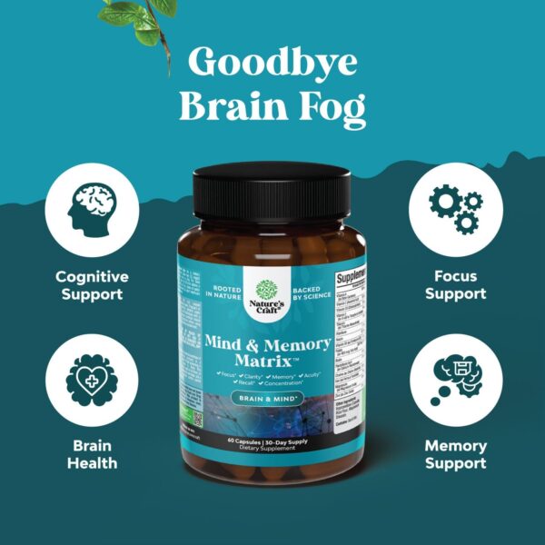 Advanced Nootropics Brain Support Supplement - Synergetic Mental Energy and Focus Supplement with Brain Vitamins for Cognitive Enhancement - Mind and Memory Supplement for Brain Health (30 Servings) - Image 4