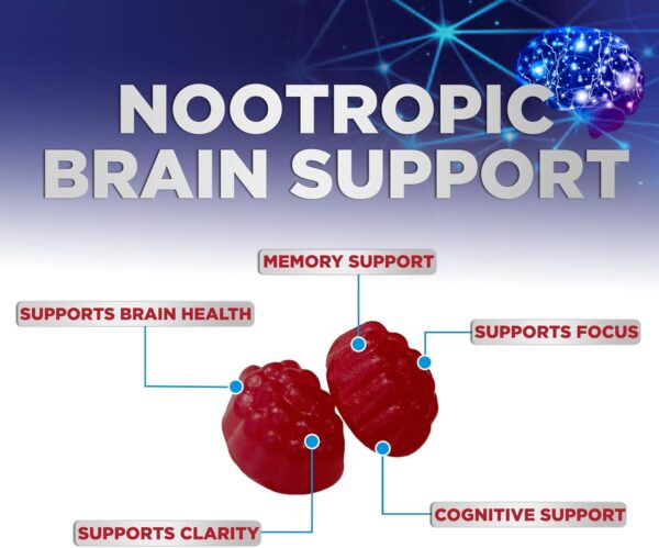 Brain Supplement Gummies for Concentration Memory & Focus Support - Brain Clarity Health with B6 B12, Phosphatidylserine, Coffee Extract, Nootropics Cognitive Vitamins for Adults - 60 Vegan Gummies - Image 7