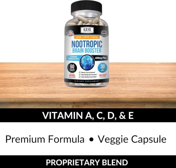 Kaya Naturals - Nootropic Brain Booster - for Memory & Focus - Brain Support Supplement - Focus & Concentration & Learning Accuracy - Cognitive Function - 60 Count - Image 5