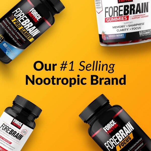 Force Factor Forebrain Focus Brain Booster, Brain Supplement to Boost Clarity & Concentration, for Memory & Sharpness & Increase Productivity, Nootropic Brain Support Supplement, 60 Capsules, Black - Image 7