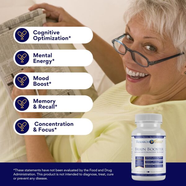 Brain Booster - Nootropic Supplement to Enhance Cognitive Function - 60 Vegan Friendly Capsules - 1 Bottle - Image 3