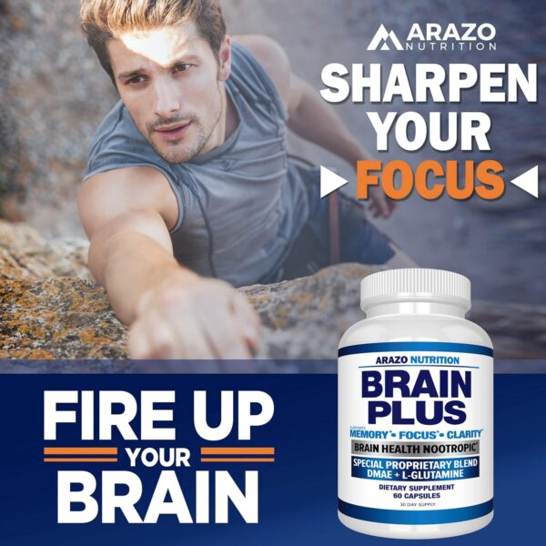Arazo Nutrition Premium Brain Function Supplement – Memory, Focus, Clarity – Nootropic Booster with DMAE, Bacopa Monnieri, L-Glutamine, Multi Vitamins, Multi Minerals - Image 4