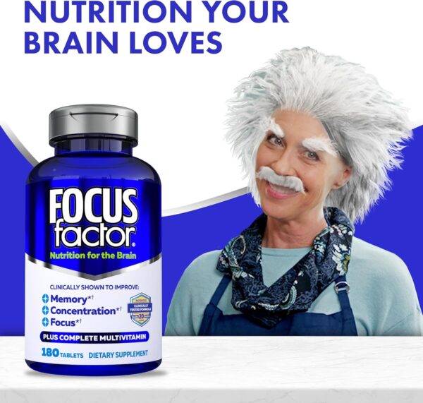 Focus Factor Brain Supplement Multivitamin Improve Memory and Clarity Boost Concentration Neuro Energy Learning Reasoning for Men and Women 180 Tablets - Image 4