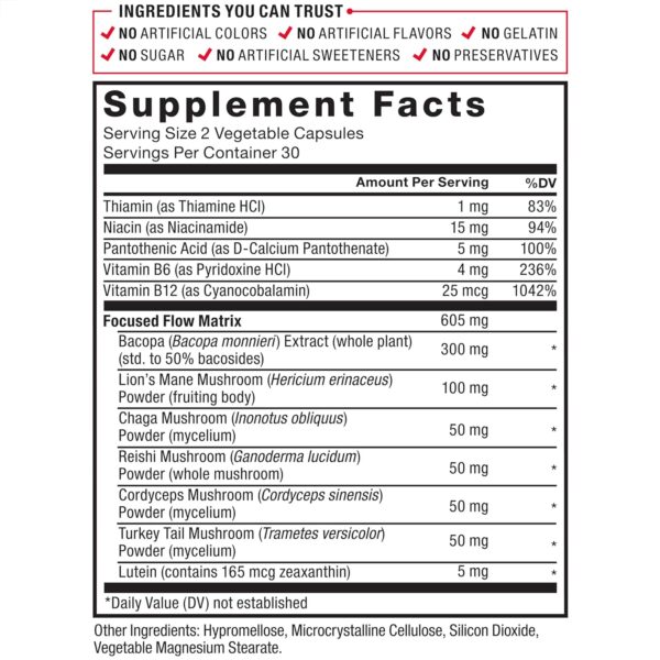 Force Factor Forebrain Focus Brain Booster, Brain Supplement to Boost Clarity & Concentration, for Memory & Sharpness & Increase Productivity, Nootropic Brain Support Supplement, 60 Capsules, Black - Image 5