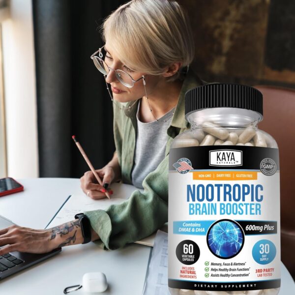 Kaya Naturals - Nootropic Brain Booster - for Memory & Focus - Brain Support Supplement - Focus & Concentration & Learning Accuracy - Cognitive Function - 60 Count - Image 8