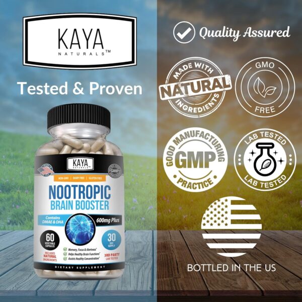 Kaya Naturals - Nootropic Brain Booster - for Memory & Focus - Brain Support Supplement - Focus & Concentration & Learning Accuracy - Cognitive Function - 60 Count - Image 4